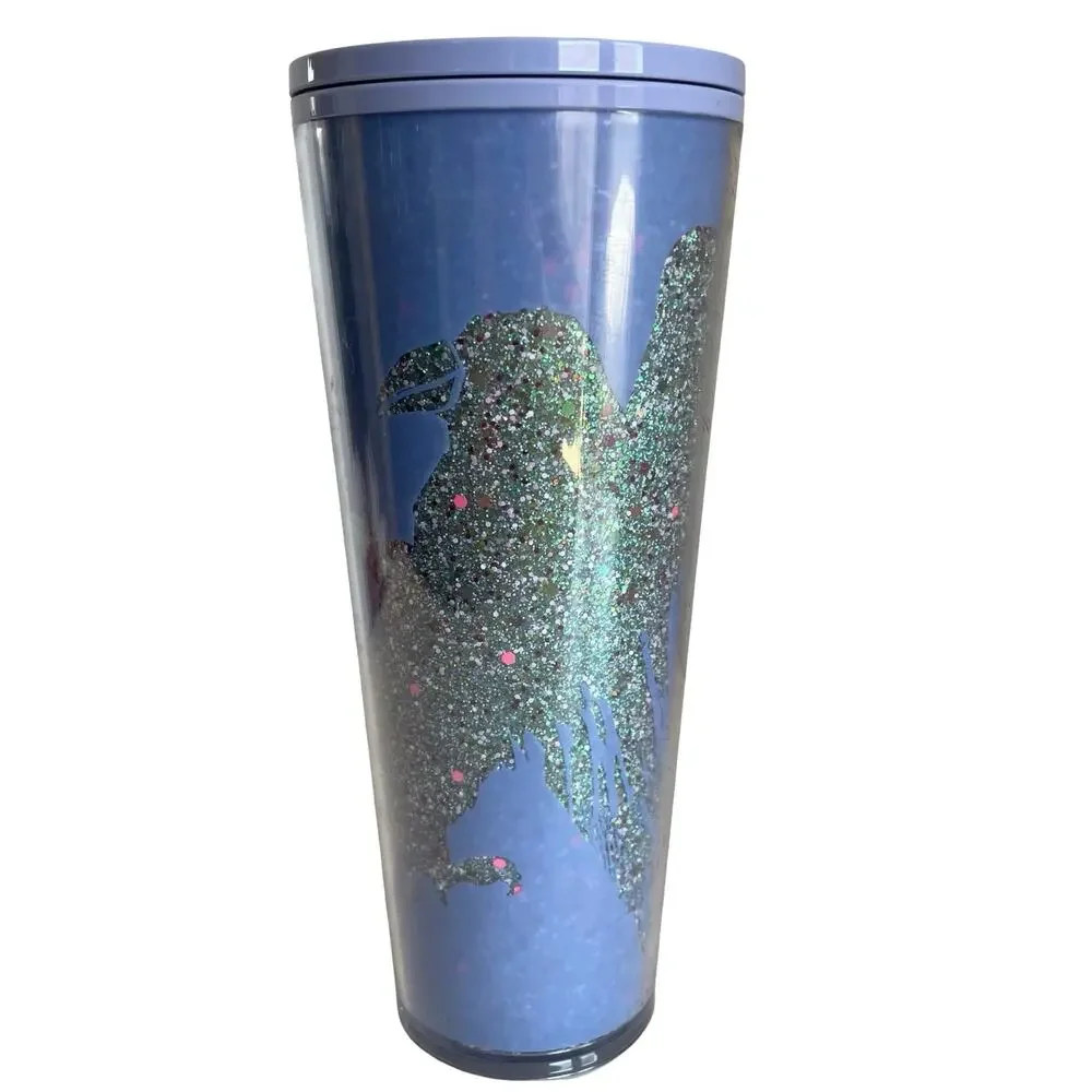 Starbuck 2022 Glitter Raven Halloween Lilac Purple Venti 24 Oz Cold Cup Tumbler